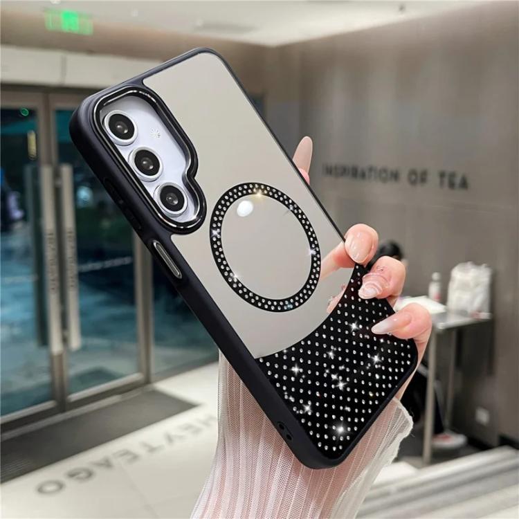For Samsung Galaxy A25 5G Crystal Mirror Surface Rhinestone Magnetic Phone Case