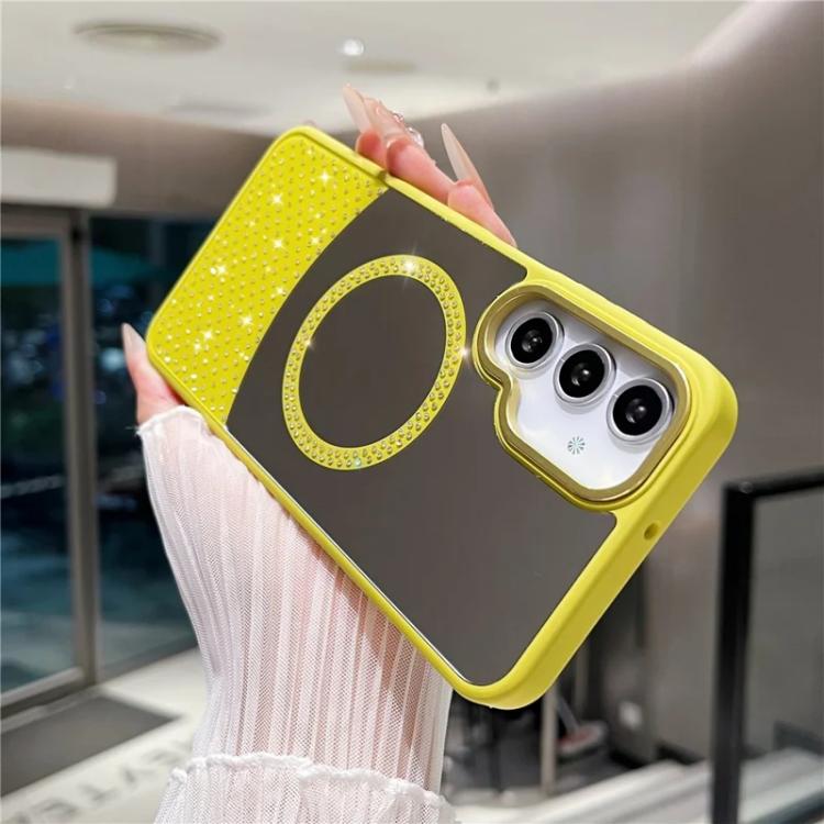 For Samsung Galaxy A55 5G Crystal Mirror Surface Rhinestone Magnetic Phone Case