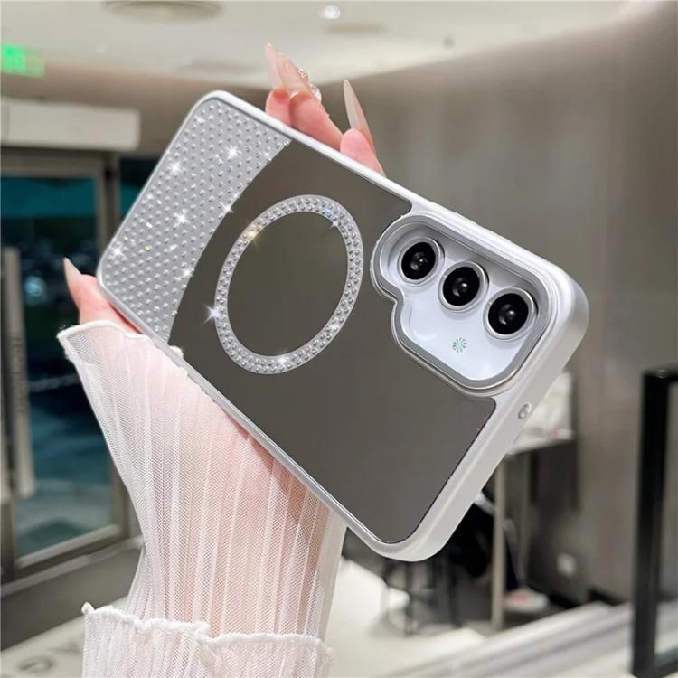 For Samsung Galaxy S22 5G Crystal Mirror Surface Rhinestone Magnetic Phone Case