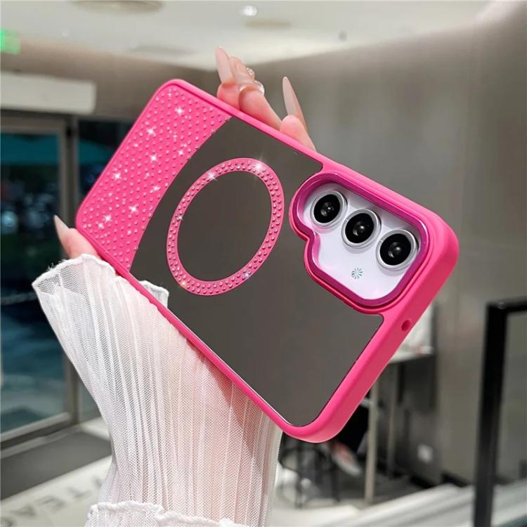 For Samsung Galaxy S23 5G Crystal Mirror Surface Rhinestone Magnetic Phone Case