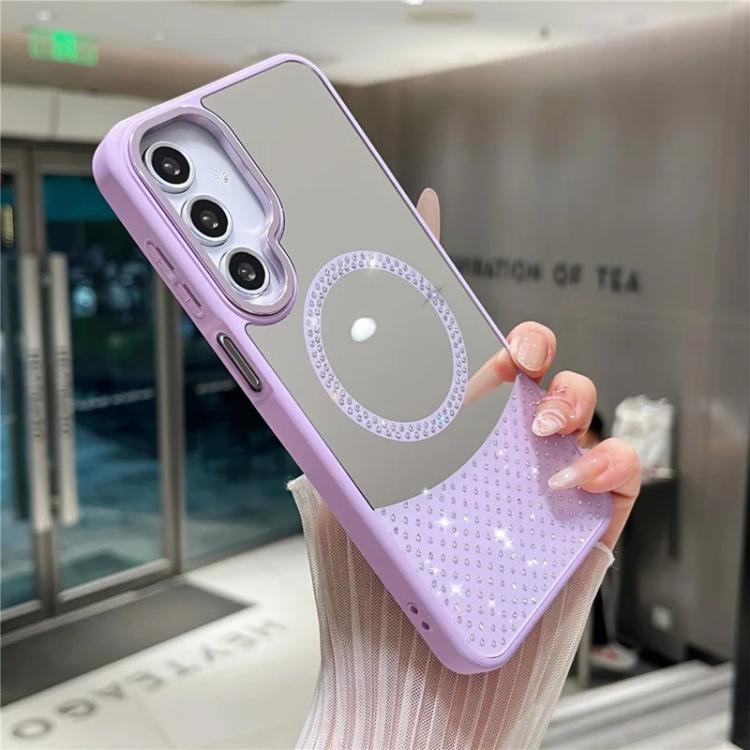 For Samsung Galaxy S23+ 5G Crystal Mirror Surface Rhinestone Magnetic Phone Case