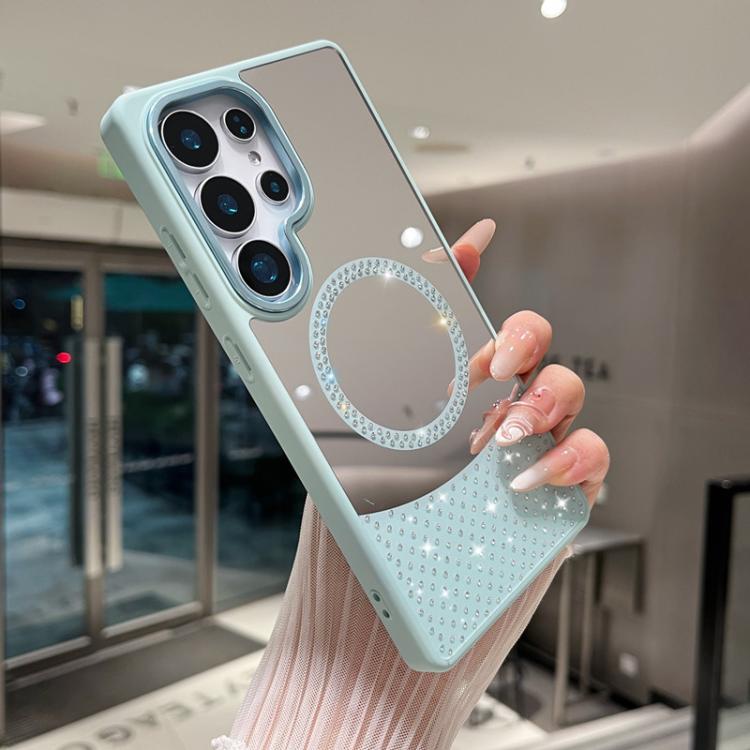 For Samsung Galaxy S23 Ultra 5G Crystal Mirror Surface Rhinestone Magnetic Phone Case