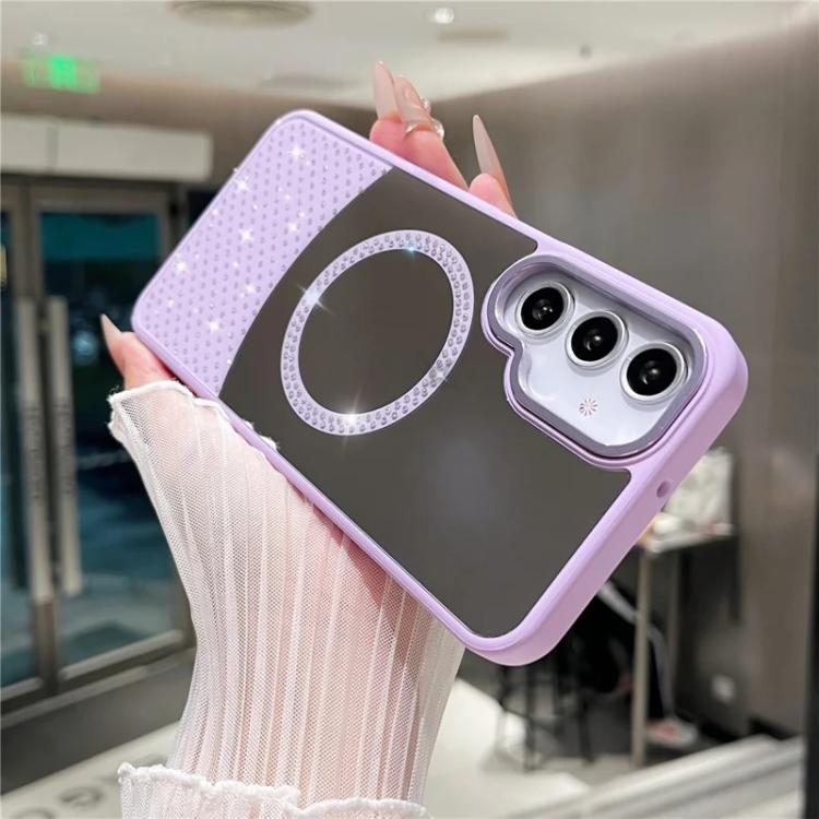 For Samsung Galaxy S24 FE 5G Crystal Mirror Surface Rhinestone Magnetic Phone Case
