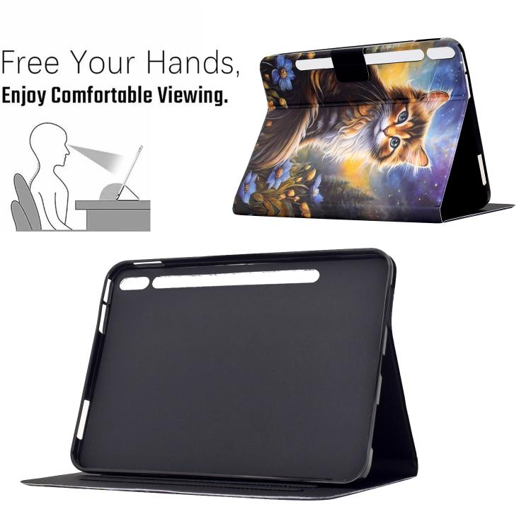 For Samsung Galaxy Tab S10+ / S9 FE+ Voltage Sewing Thread Painted Vegan Leather Smart Tablet Case