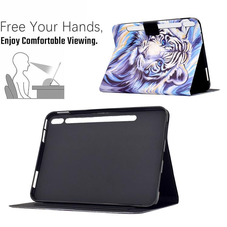 For Samsung Galaxy Tab S10+ / S9 FE+ Voltage Sewing Thread Painted Vegan Leather Smart Tablet Case