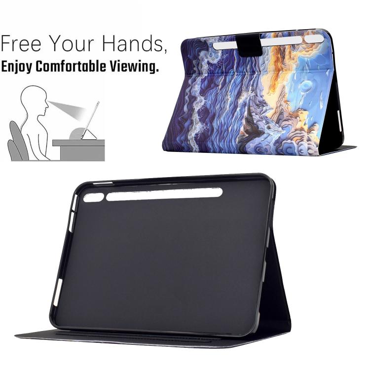 For Samsung Galaxy Tab S10+ / S9 FE+ Voltage Sewing Thread Painted Vegan Leather Smart Tablet Case