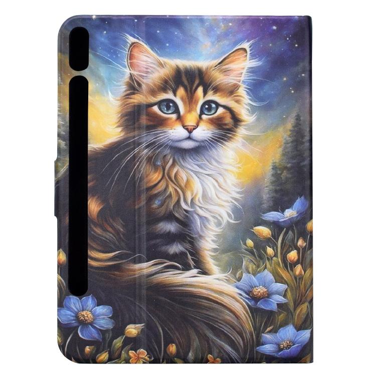 For Samsung Galaxy Tab S10 FE+ Voltage Sewing Thread Painted Vegan Leather Smart Tablet Case