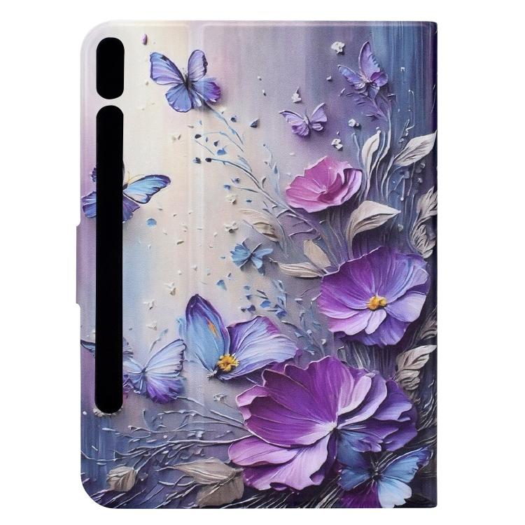 For Samsung Galaxy Tab S10 FE+ Voltage Sewing Thread Painted Vegan Leather Smart Tablet Case