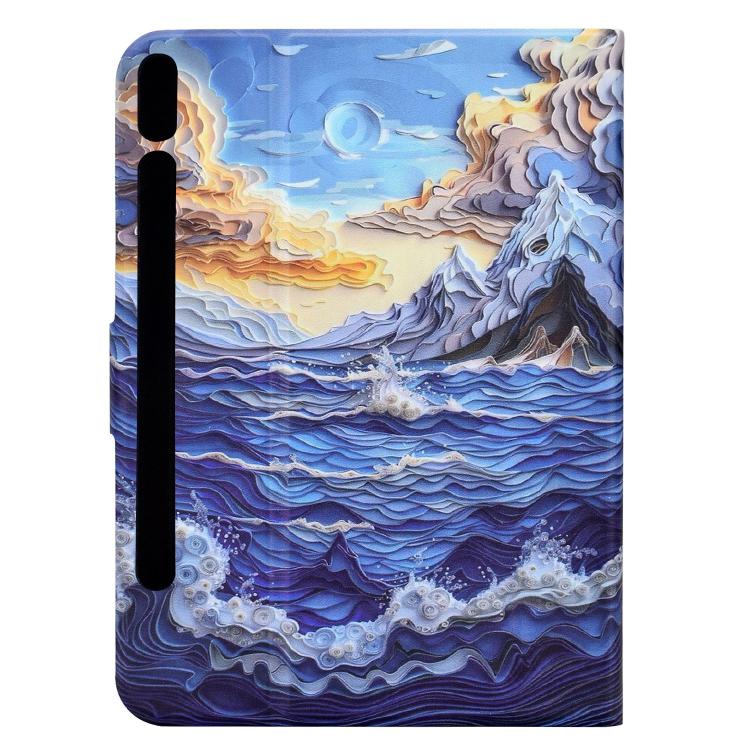 For Samsung Galaxy Tab S10 FE+ Voltage Sewing Thread Painted Vegan Leather Smart Tablet Case