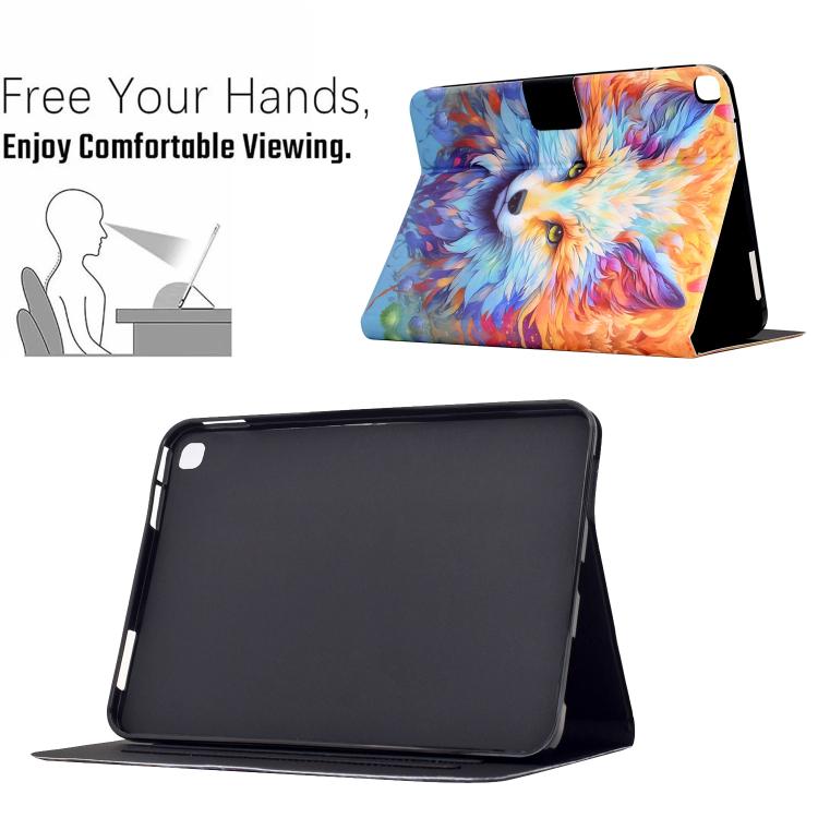 For Samsung Galaxy Tab S6 Lite 2024 / 2022 Voltage Sewing Thread Painted Vegan Leather Smart Tablet Case