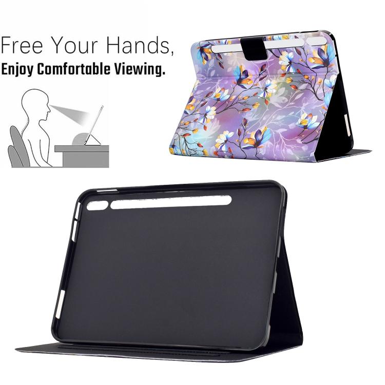 For Samsung Galaxy Tab S10 FE / S9 / S9 FE Voltage Sewing Thread Painted Vegan Leather Smart Tablet Case