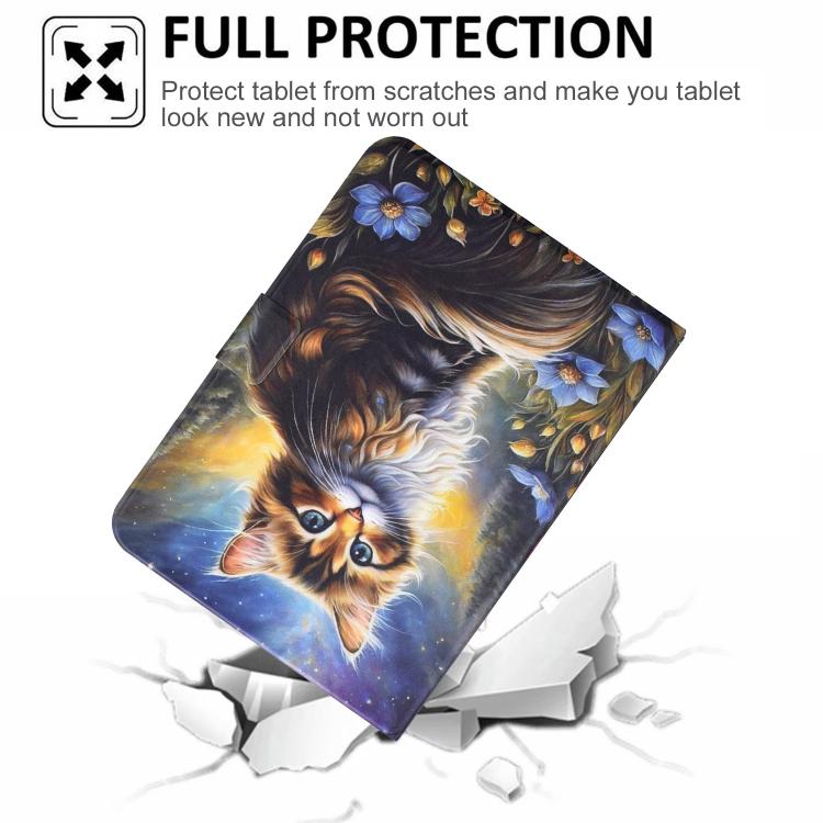 For Samsung Galaxy Tab A7 / T500 Voltage Sewing Thread Painted Vegan Leather Smart Tablet Case