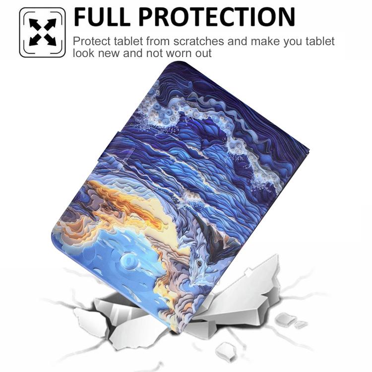 For Samsung Galaxy Tab A7 / T500 Voltage Sewing Thread Painted Vegan Leather Smart Tablet Case