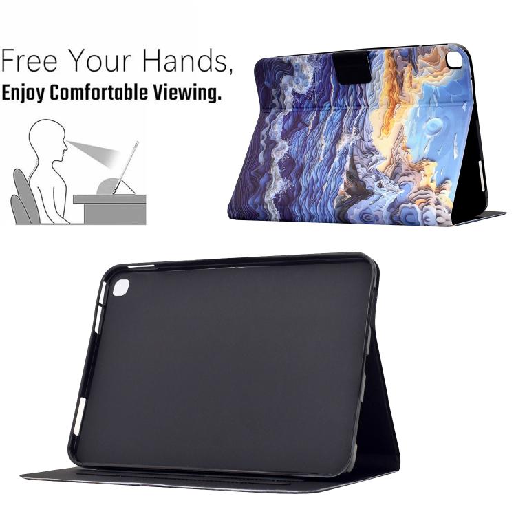For Samsung Galaxy Tab S5e / T720 Voltage Sewing Thread Painted Vegan Leather Smart Tablet Case