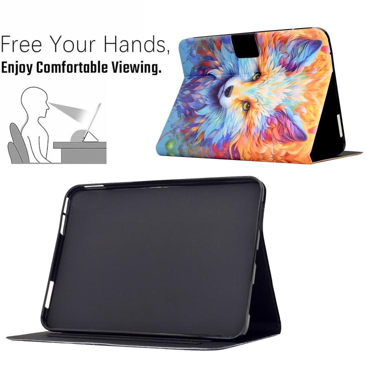 For Amazon Kindle Fire 11th 2024 / 2022 Voltage Sewing Thread Painted Vegan Leather Smart Tablet Case