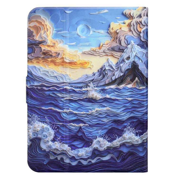 For Amazon Kindle Fire 11th 2024 / 2022 Voltage Sewing Thread Painted Vegan Leather Smart Tablet Case