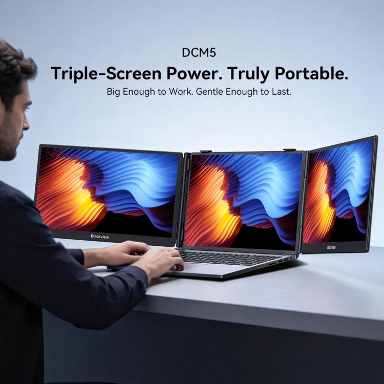 [HK Warehouse] Blackview DCM5 14 inch Dual Monitor Portable Laptop Screen Extender with Speaker - Black