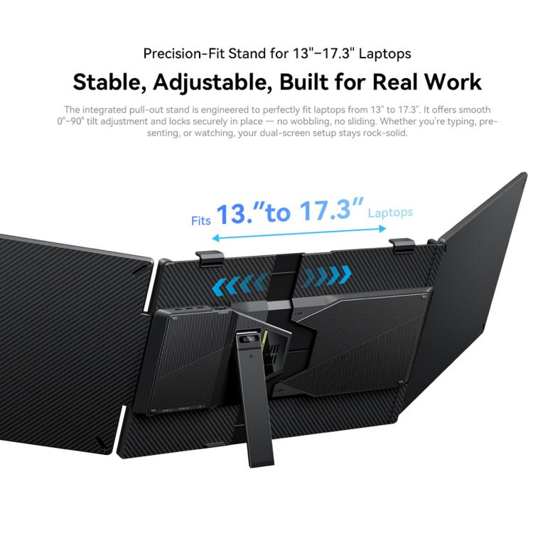 [HK Warehouse] Blackview DCM5 14 inch Dual Monitor Portable Laptop Screen Extender with Speaker - Black