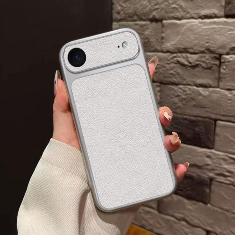 For iPhone Air Large Window Leather Textured Coated TPU Phone Case - White