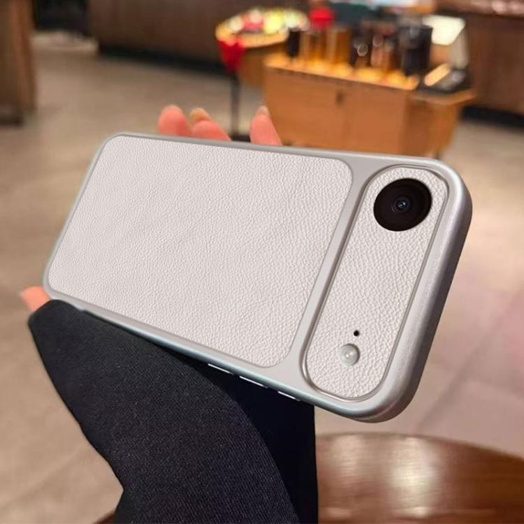 For iPhone Air Large Window Leather Textured Coated TPU Phone Case - White