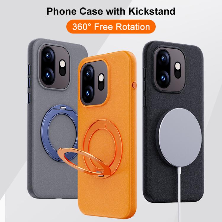 For OnePlus 15T Boundless Series Rock Sand Magnetic Phone Case with 360 Degree Rotating Alloy Stand