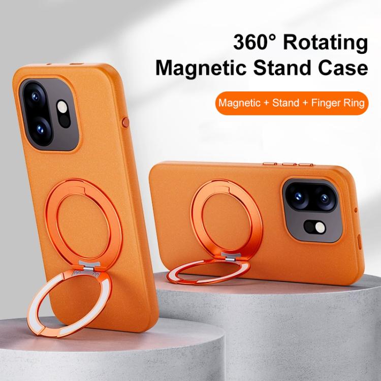 For OnePlus 15T Boundless Series Rock Sand Magnetic Phone Case with 360 Degree Rotating Alloy Stand