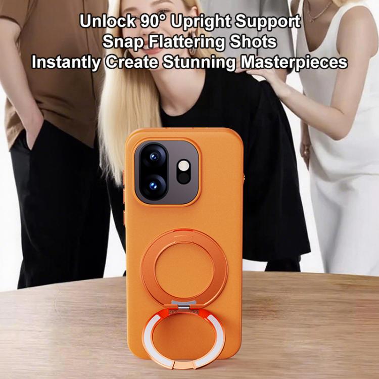 For OnePlus 15T Boundless Series Rock Sand Magnetic Phone Case with 360 Degree Rotating Alloy Stand