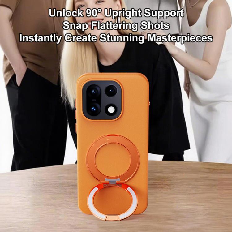 For OnePlus 15 Boundless Series Rock Sand Magnetic Phone Case with 360 Degree Rotating Alloy Stand