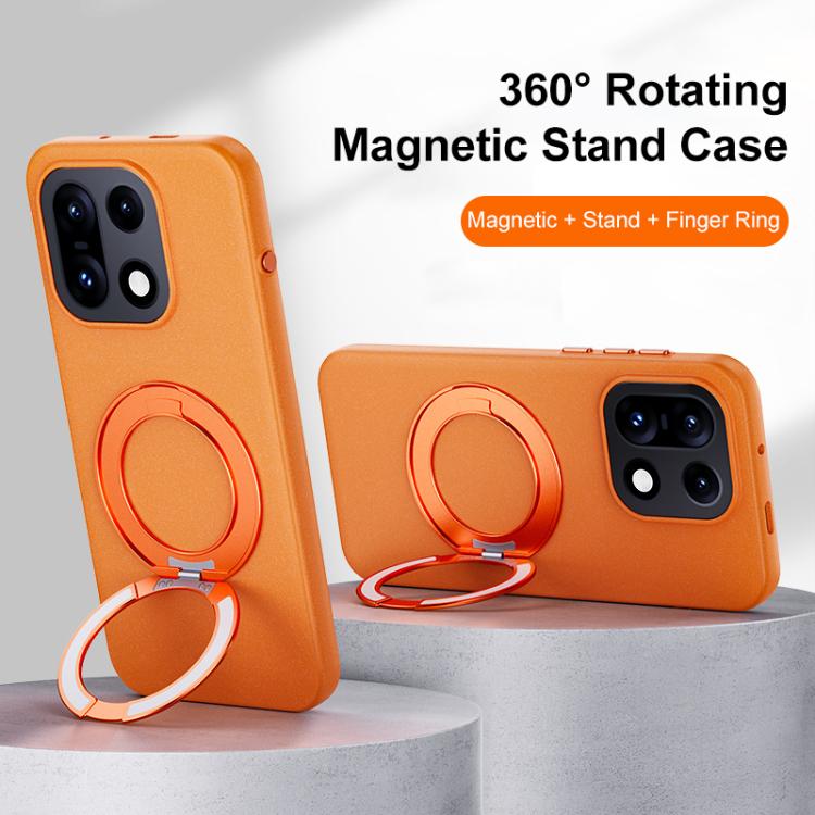 For OnePlus 15 Boundless Series Rock Sand Magnetic Phone Case with 360 Degree Rotating Alloy Stand