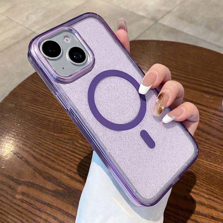 For iPhone 14 Plus Clear Glitter Magnetic Shockproof Phone Case
