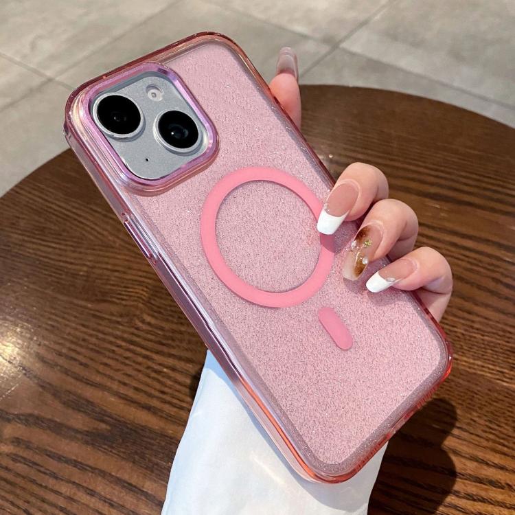 For iPhone 14 Plus Clear Glitter Magnetic Shockproof Phone Case
