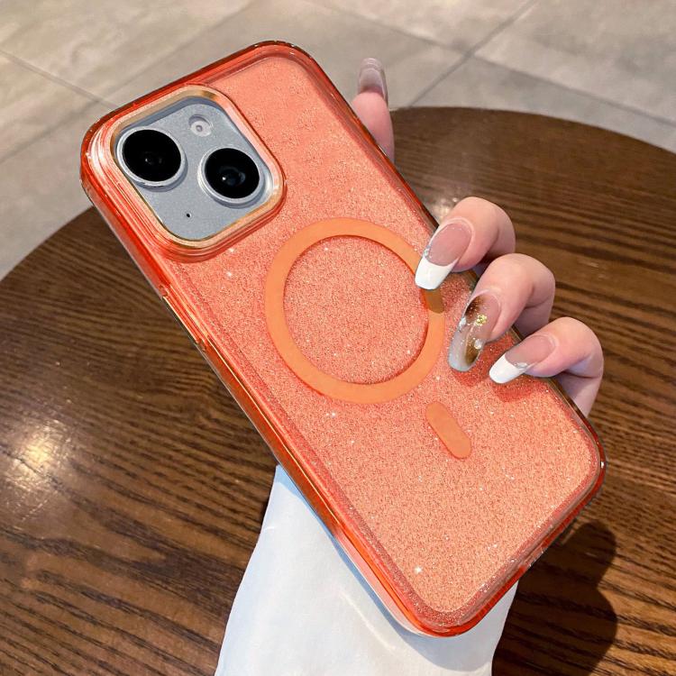 For iPhone 14 Plus Clear Glitter Magnetic Shockproof Phone Case
