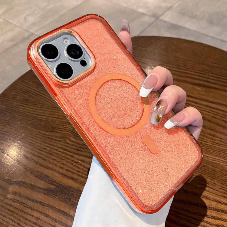 For iPhone 14 Pro Clear Glitter Magnetic Shockproof Phone Case