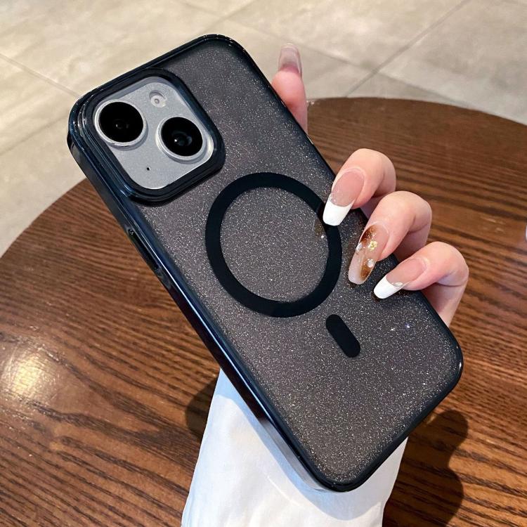 For iPhone 15 Plus Clear Glitter Magnetic Shockproof Phone Case