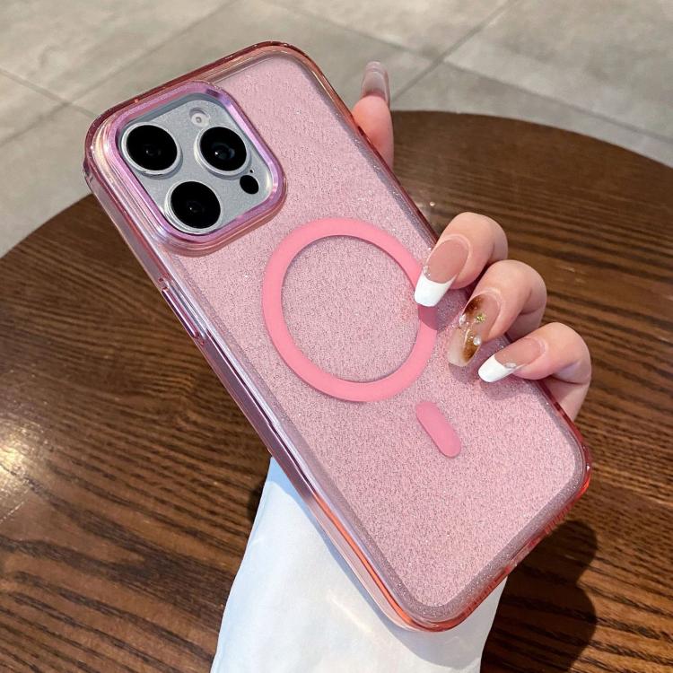For iPhone 15 Pro Clear Glitter Magnetic Shockproof Phone Case