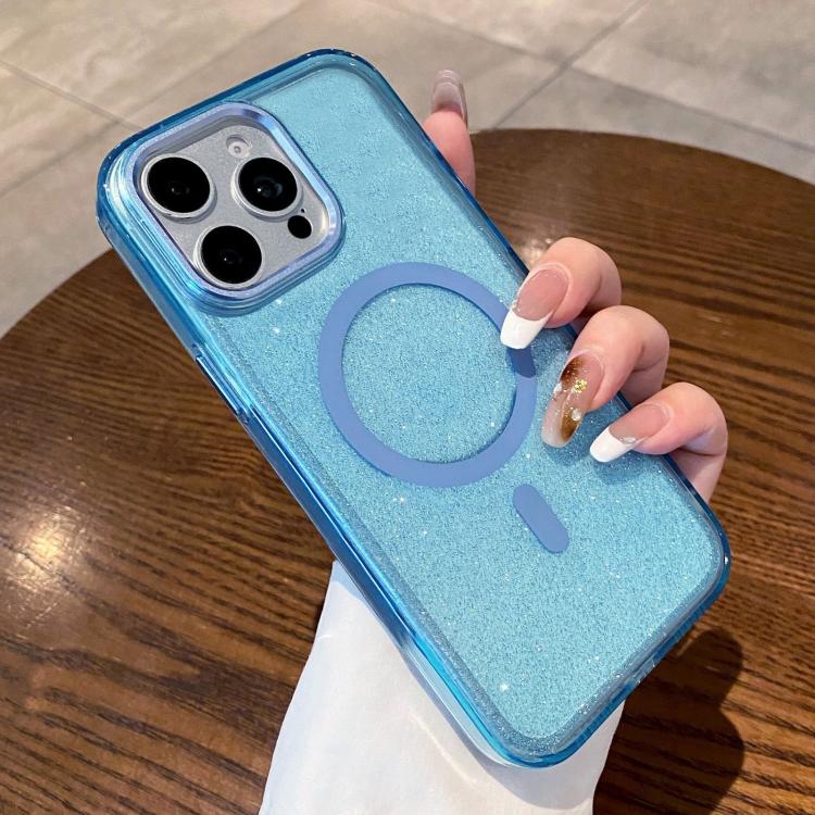 For iPhone 15 Pro Clear Glitter Magnetic Shockproof Phone Case