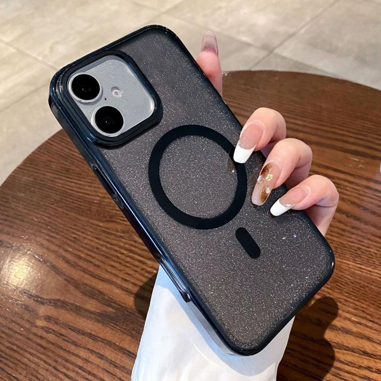 For iPhone 16 Plus Clear Glitter Magnetic Shockproof Phone Case