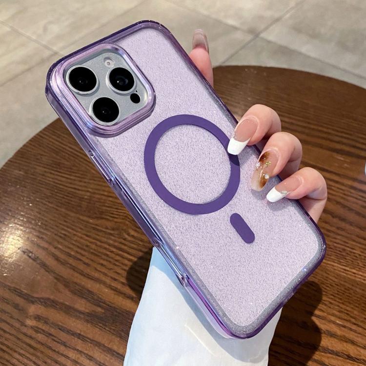 For iPhone 16 Pro Clear Glitter Magnetic Shockproof Phone Case