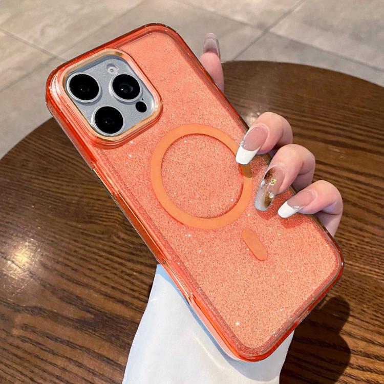 For iPhone 16 Pro Max Clear Glitter Magnetic Shockproof Phone Case