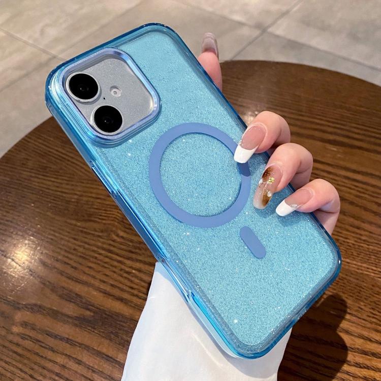 For iPhone 17 Clear Glitter Magnetic Shockproof Phone Case