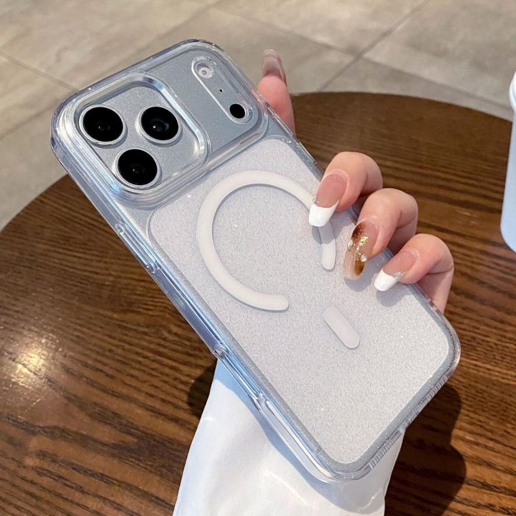 For iPhone 17 Pro Clear Glitter Magnetic Shockproof Phone Case