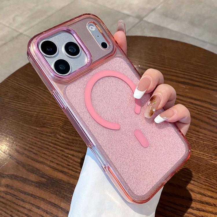 For iPhone 17 Pro Max Clear Glitter Magnetic Shockproof Phone Case