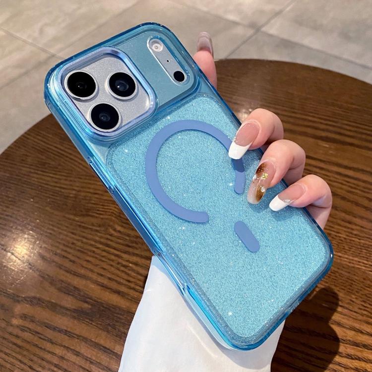 For iPhone 17 Pro Max Clear Glitter Magnetic Shockproof Phone Case