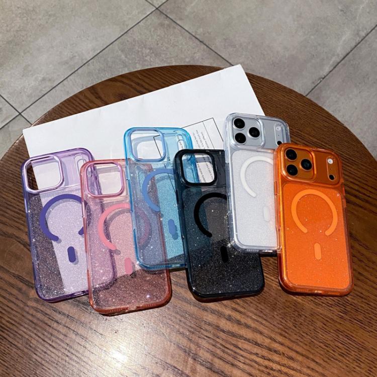 For iPhone 14 / 13 Clear Glitter Magnetic Shockproof Phone Case