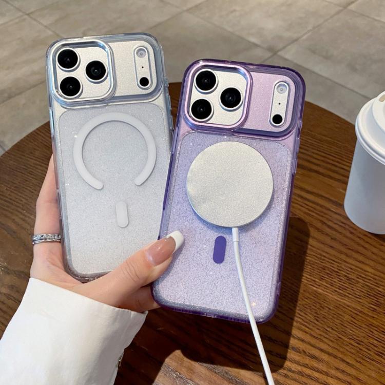 For iPhone 14 / 13 Clear Glitter Magnetic Shockproof Phone Case