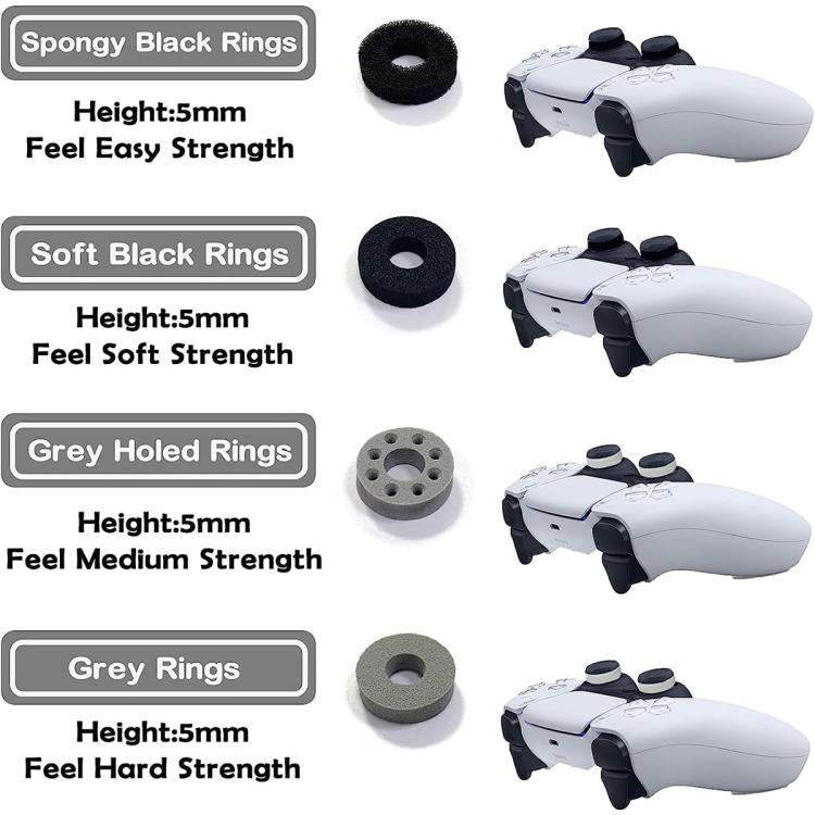 XDcase 16pcs Sponge Aiming Precision Rings for PS4 / PS5 / Xbox / Switch / Google Stadia - Black/Grey