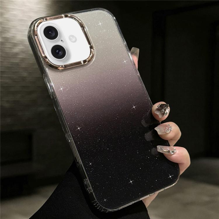 For iPhone 16 IMD Gradient Glitter PC + TPU Shockproof Phone Case