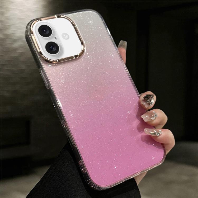 For iPhone 16 IMD Gradient Glitter PC + TPU Shockproof Phone Case