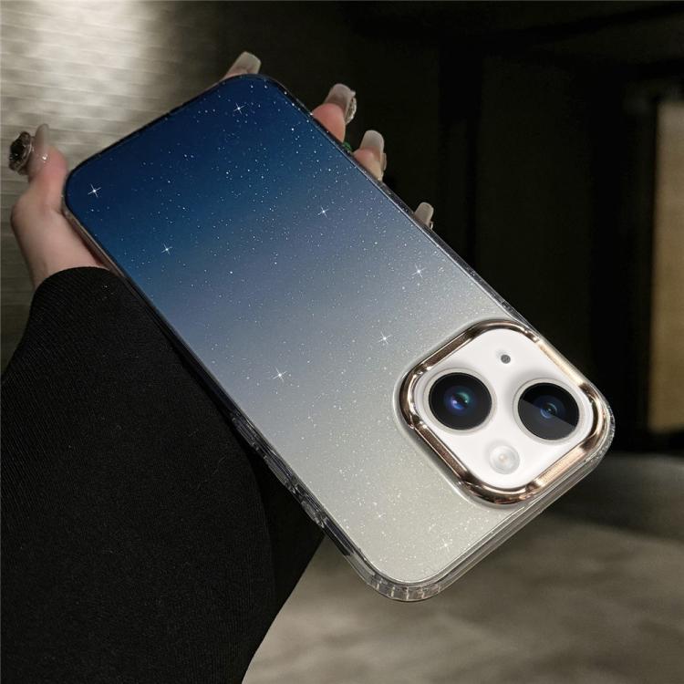 For iPhone 14 Plus IMD Gradient Glitter PC + TPU Shockproof Phone Case