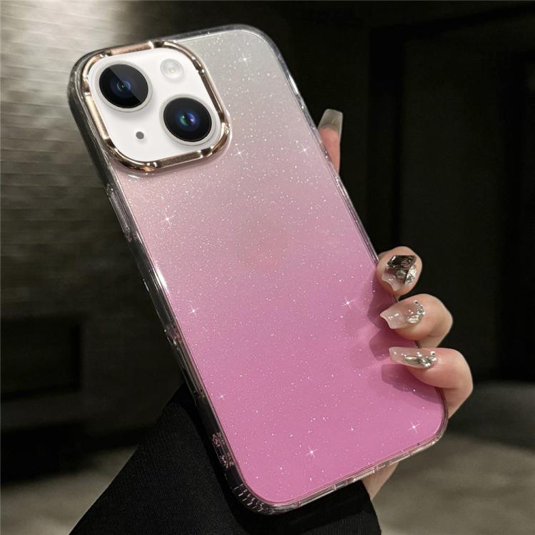For iPhone 14 IMD Gradient Glitter PC + TPU Shockproof Phone Case